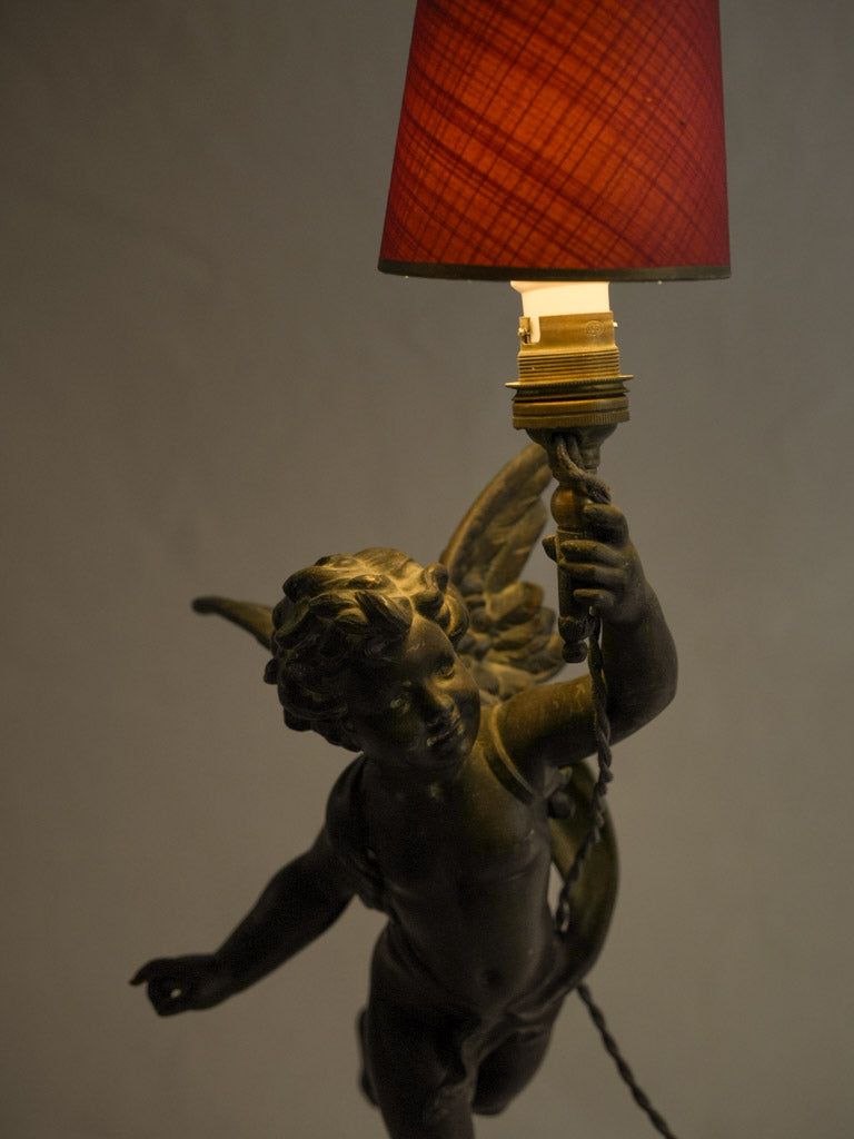 19th-Century French Lamp w/ winged Angel 22¾"