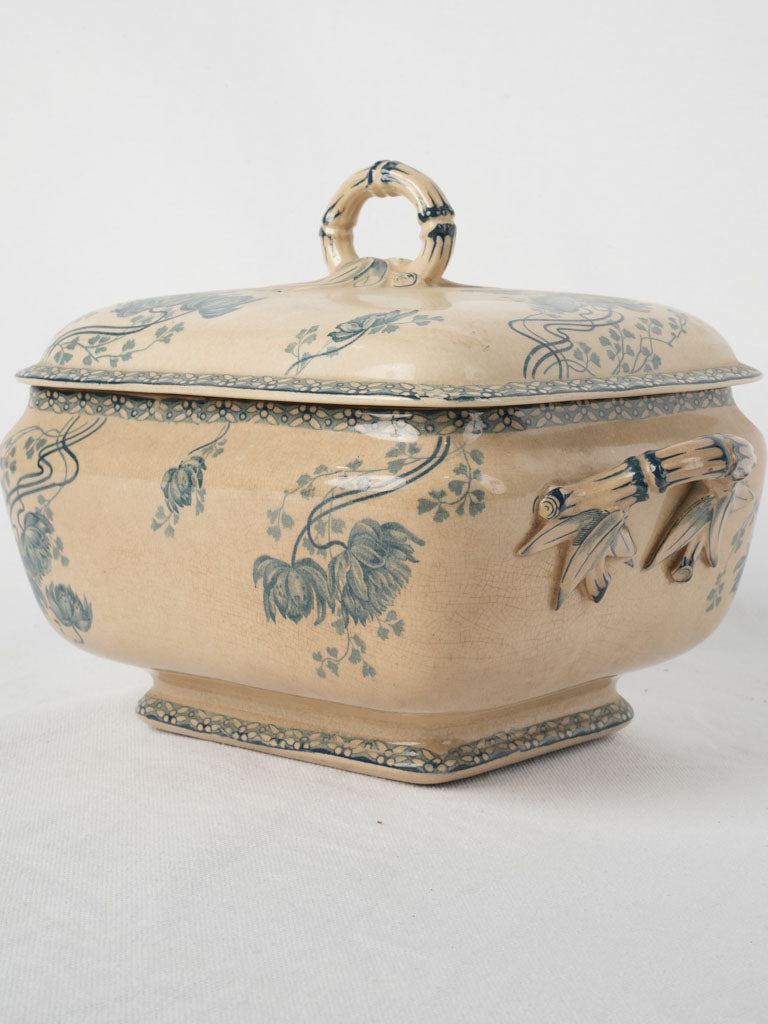 Intricate Sarreguemines Faience floral tureen