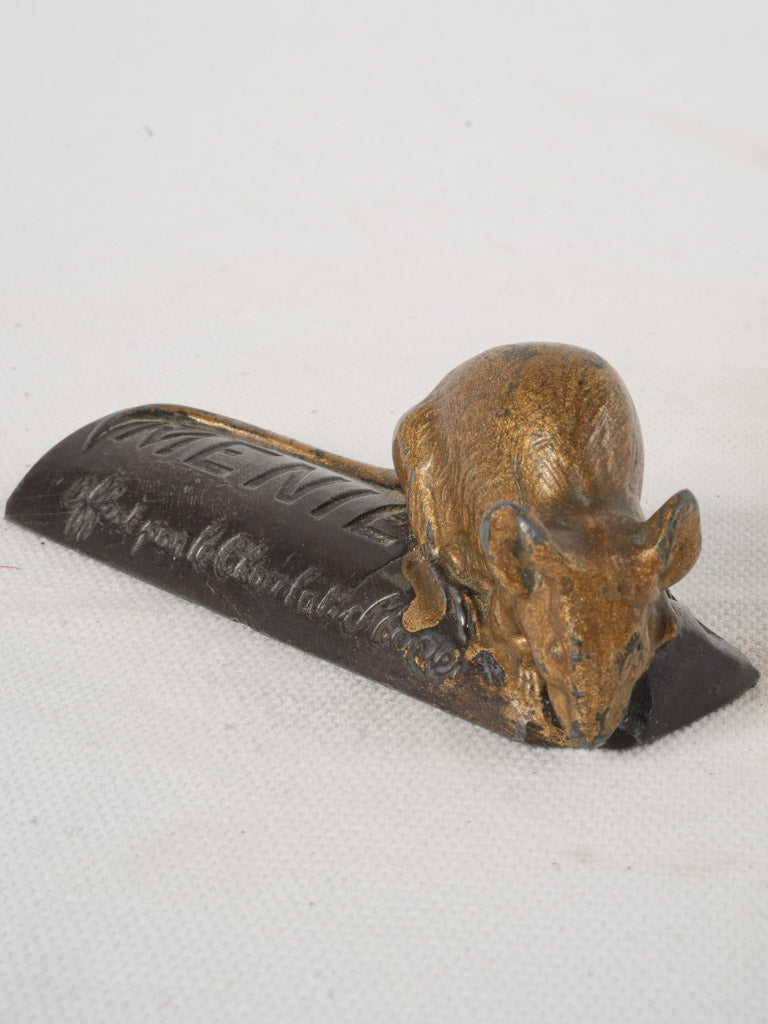 Early 20th-Century French Regule Mouse Paperweight - Chocolate Menier