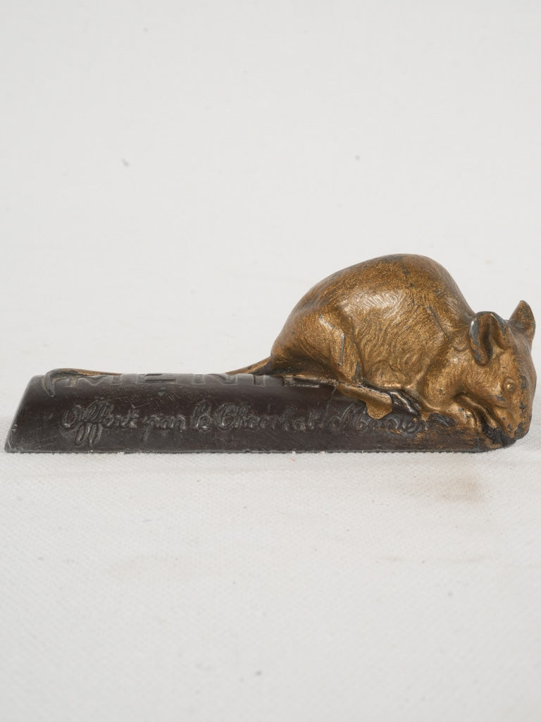 Early 20th-Century French Regule Mouse Paperweight - Chocolate Menier