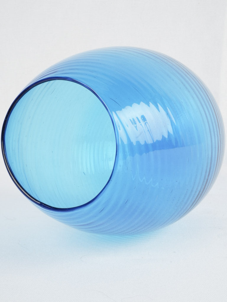 Classic blue ribbed art vase