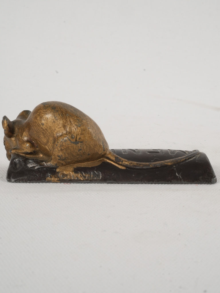 Early 20th-Century French Regule Mouse Paperweight - Chocolate Menier