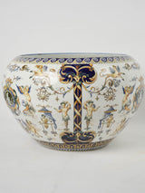 Vibrant Gien faience cachepot centerpiece