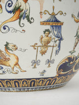 Ornate Gien faience cachepot centerpiece