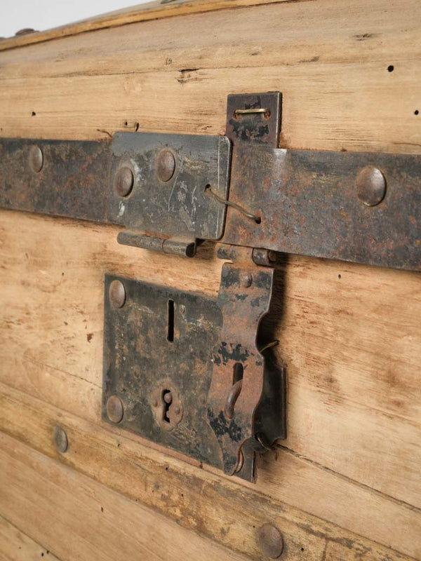 Rustic, aged wooden storage trunk