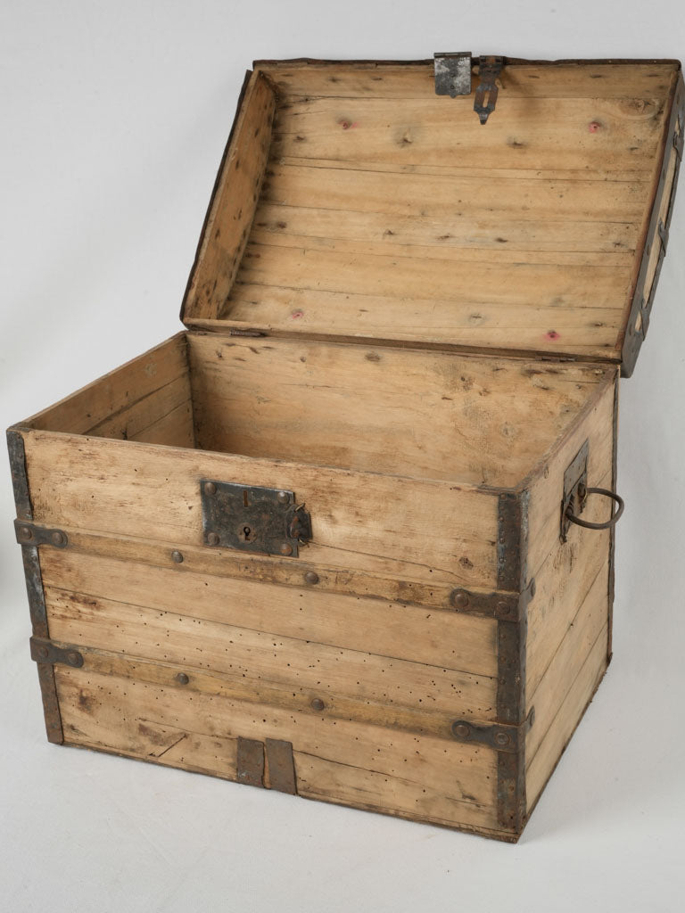 Rustic, antique wooden storage trunk