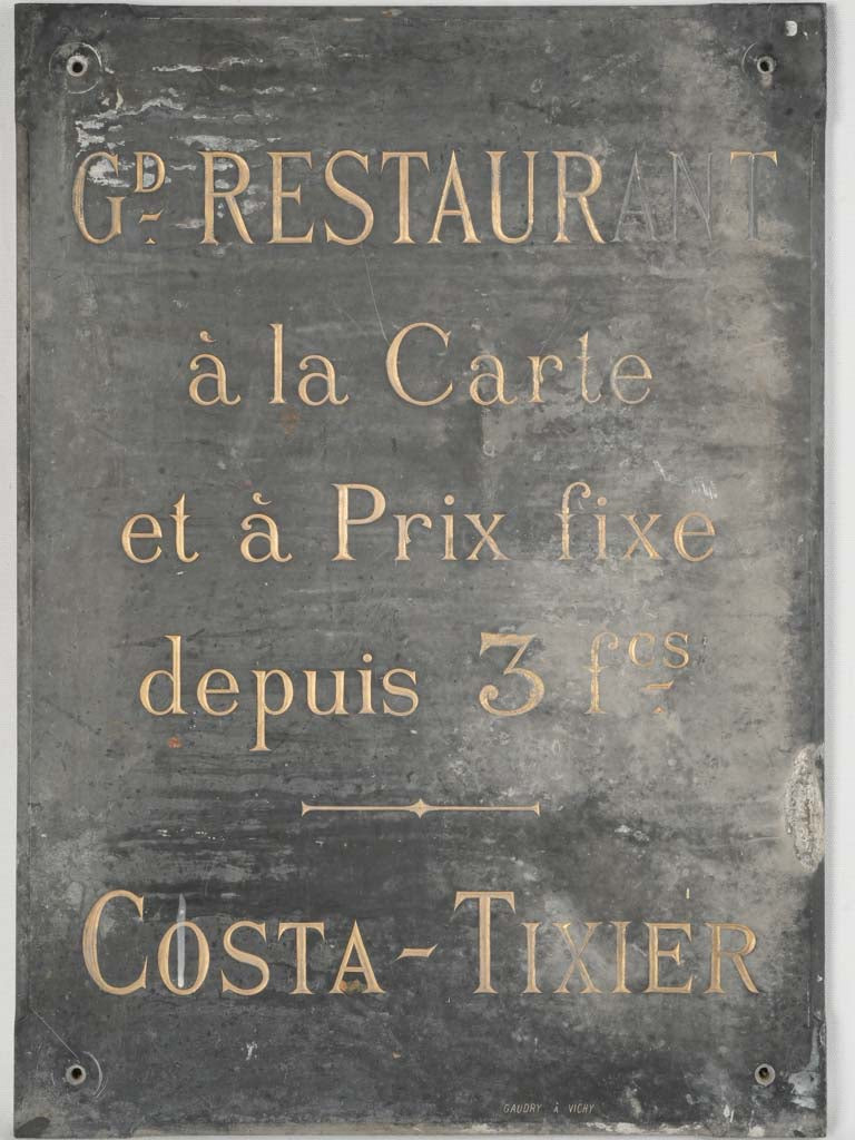 19th-Century Black Marble Sign with Gilded Lettering from Hotel Astoria 27½" x 19¾"