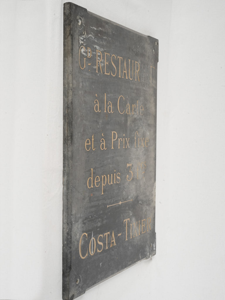 19th-Century Black Marble Sign with Gilded Lettering from Hotel Astoria 27½" x 19¾"