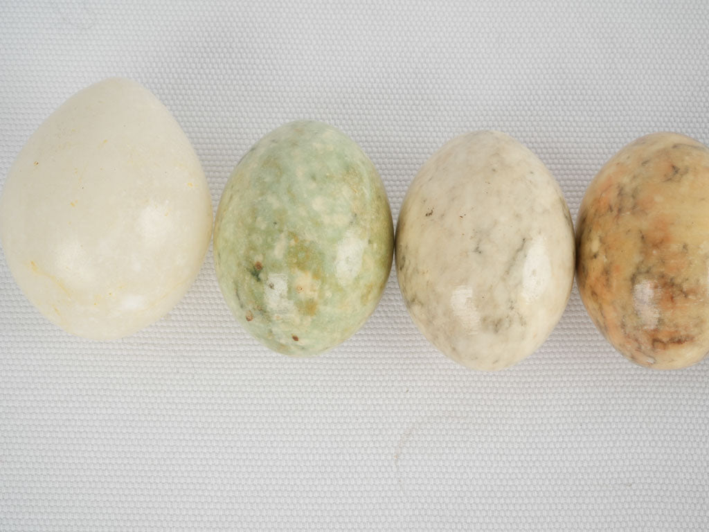 Vintage-style alabaster eggs tabletop decor