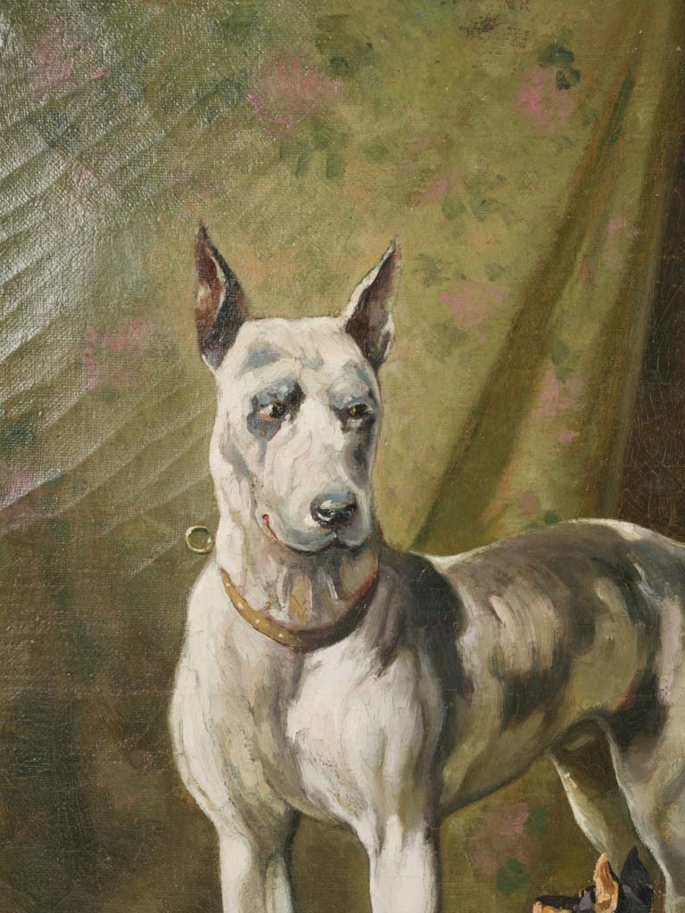 19th-Century Oil Painting of Two Dogs - Fernandez 24½" x 20¾"