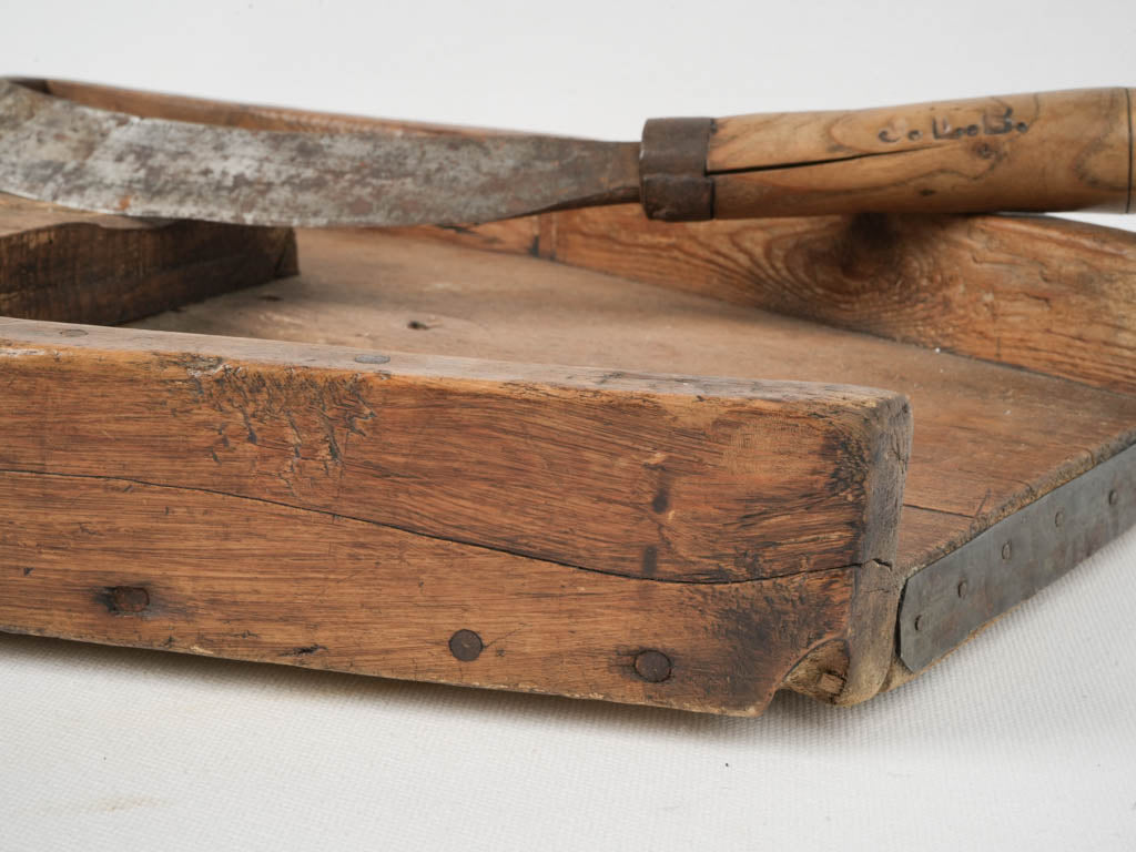 Rustic French Alps bread slicing guillotine