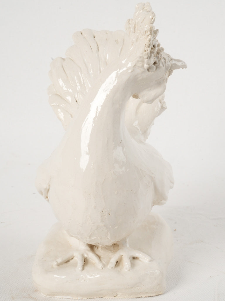 Terracotta Sculpture of a Mother Hen w/ White Glaze 10¾"