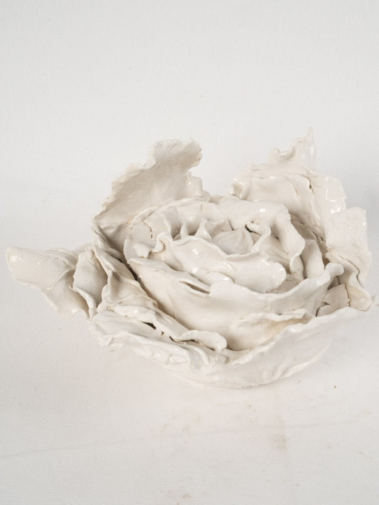 Terracotta Cabbage Sculpture w/ White Glaze