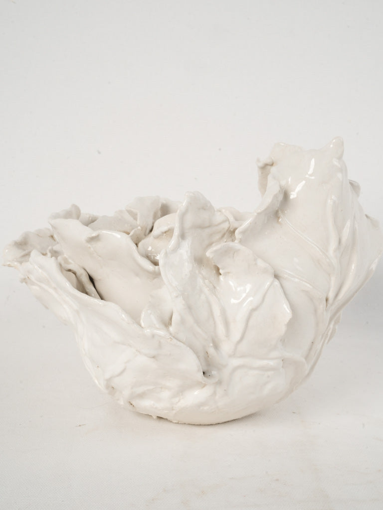 Terracotta Cabbage Sculpture w/ White Glaze