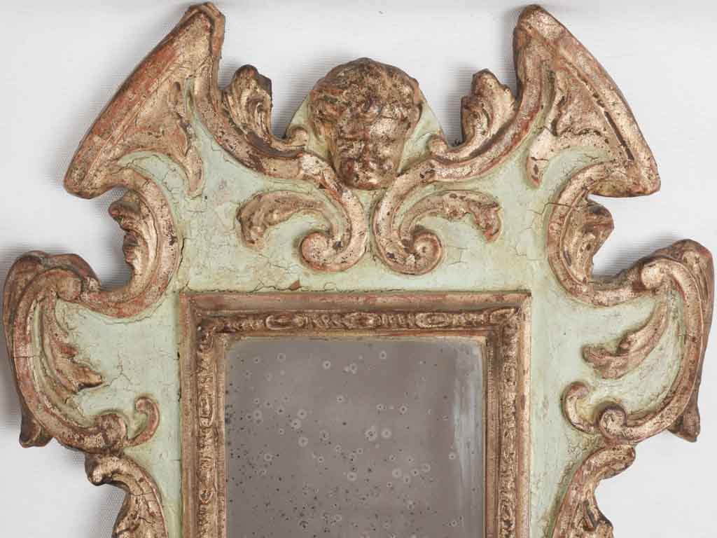 Pair of 18th century Italian mirrors - gilt & sage green 31½" x 17"