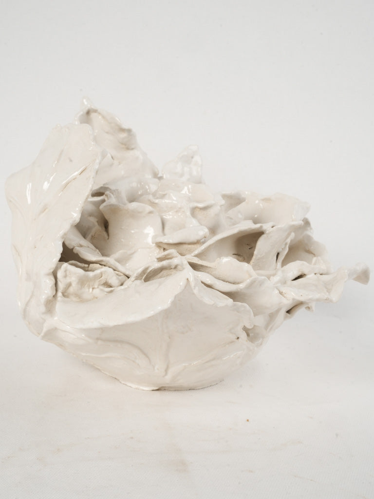 Terracotta Cabbage Sculpture w/ White Glaze