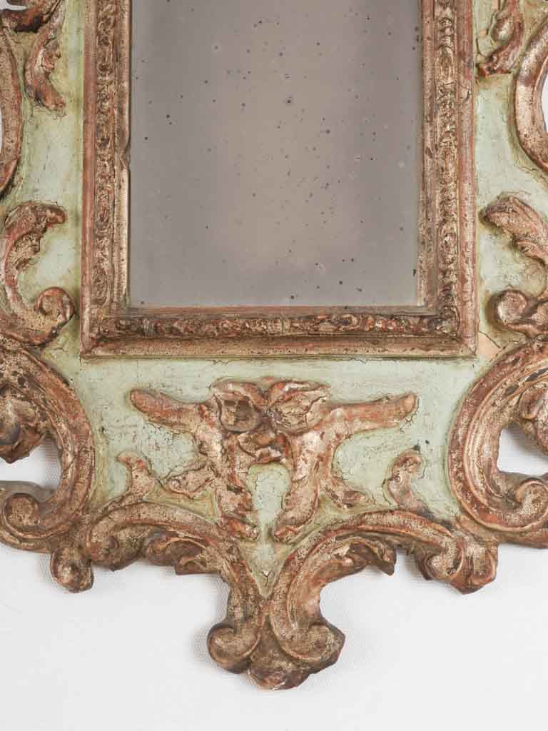 Pair of 18th century Italian mirrors - gilt & sage green 31½" x 17"