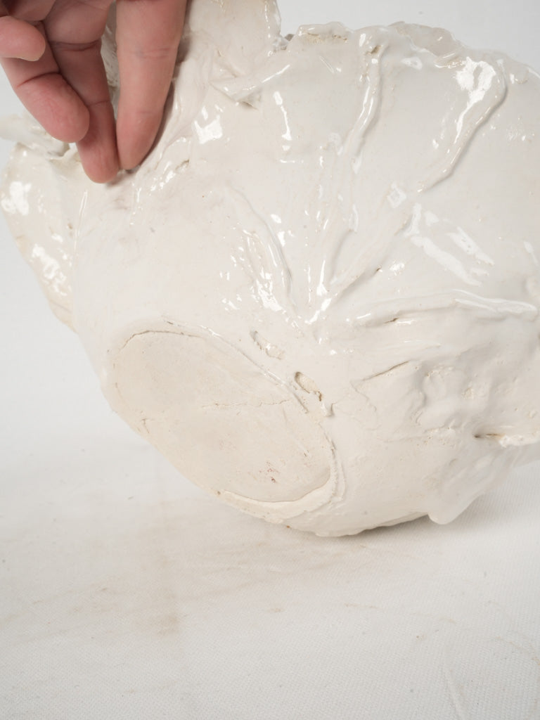 Terracotta Cabbage Sculpture w/ White Glaze