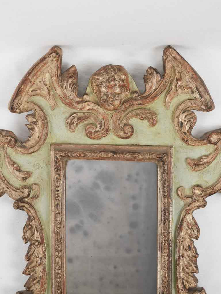 Pair of 18th century Italian mirrors - gilt & sage green 31½" x 17"