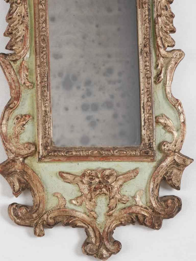 Pair of 18th century Italian mirrors - gilt & sage green 31½" x 17"