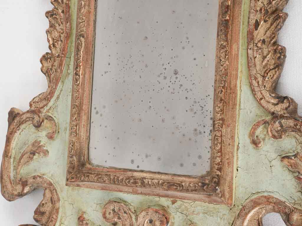 Pair of 18th century Italian mirrors - gilt & sage green 31½" x 17"