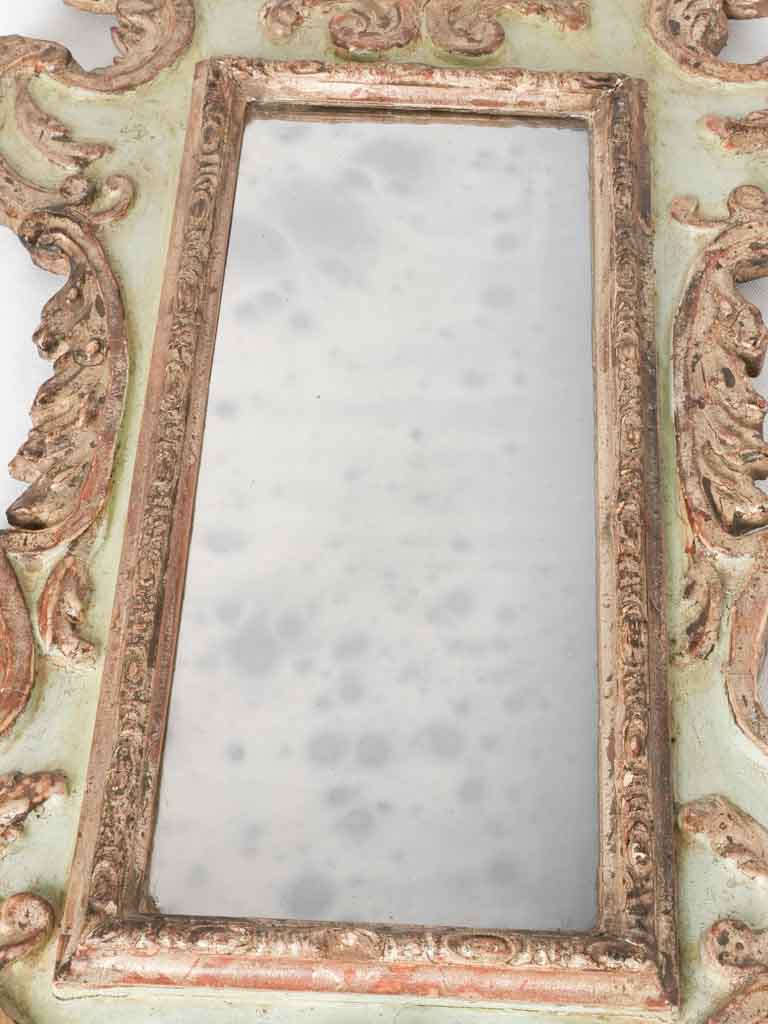 Pair of 18th century Italian mirrors - gilt & sage green 31½" x 17"