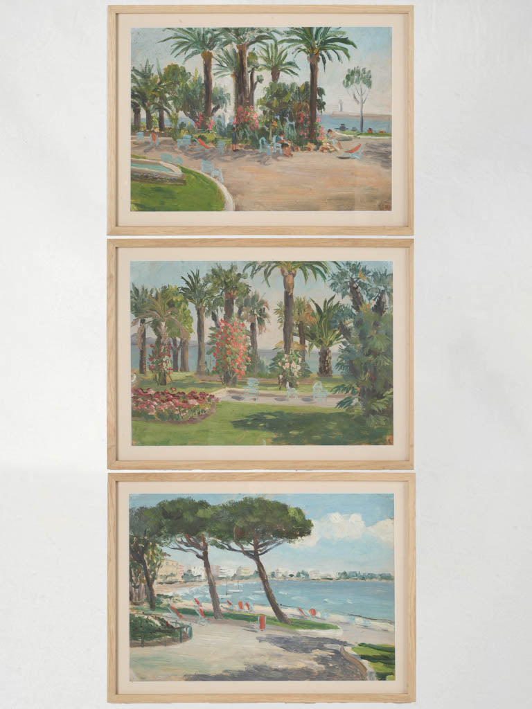 Set of 3 Garden Paintings - Cannes French Riviera 11" x 14½"