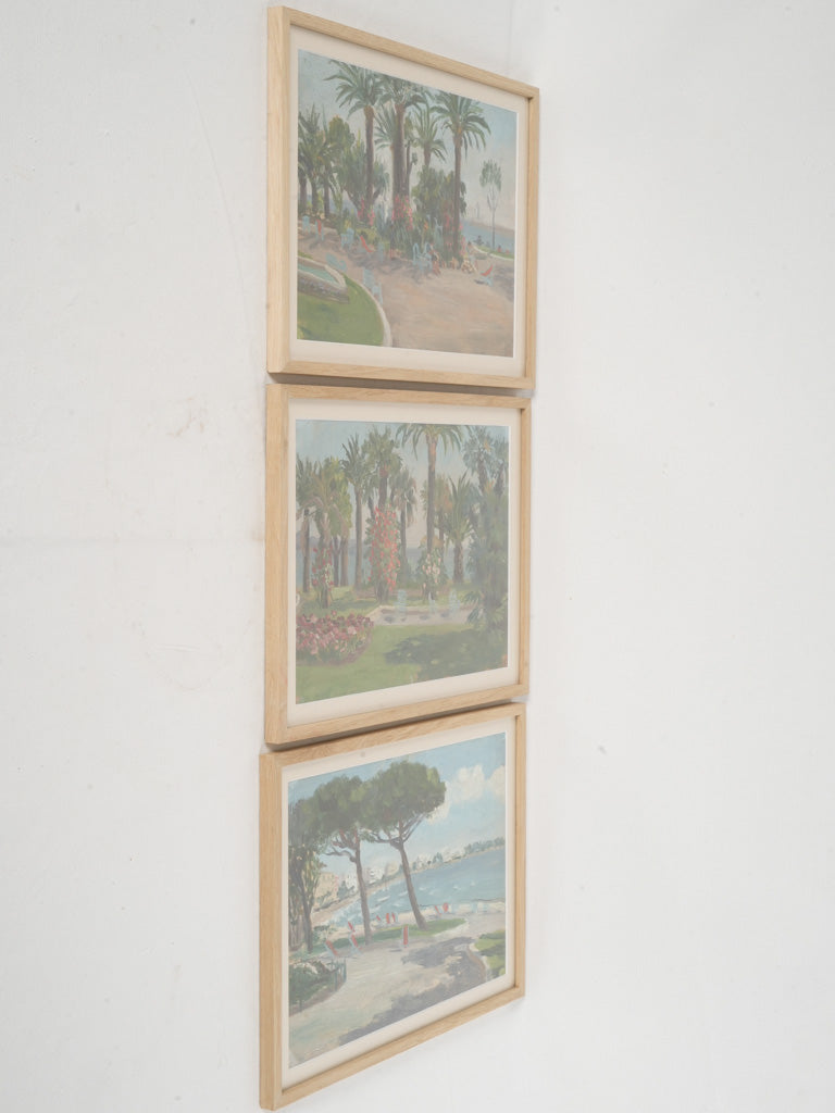 Set of 3 Garden Paintings - Cannes French Riviera 11" x 14½"