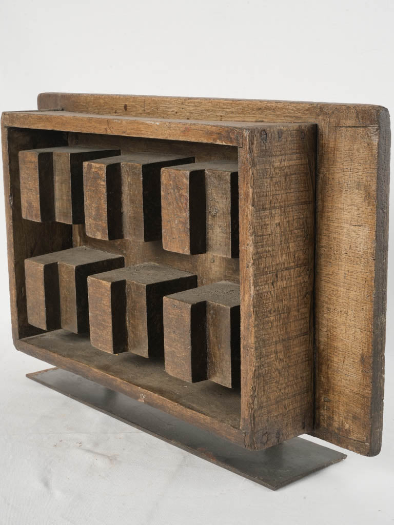 Vintage geometric wood centerpiece