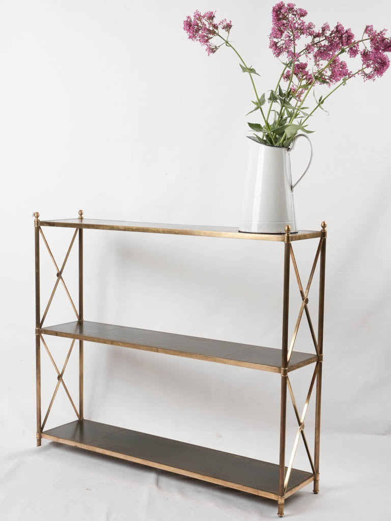 Maison Jansen bookshelf - leather & brass 30¾" x 35½" x 8"