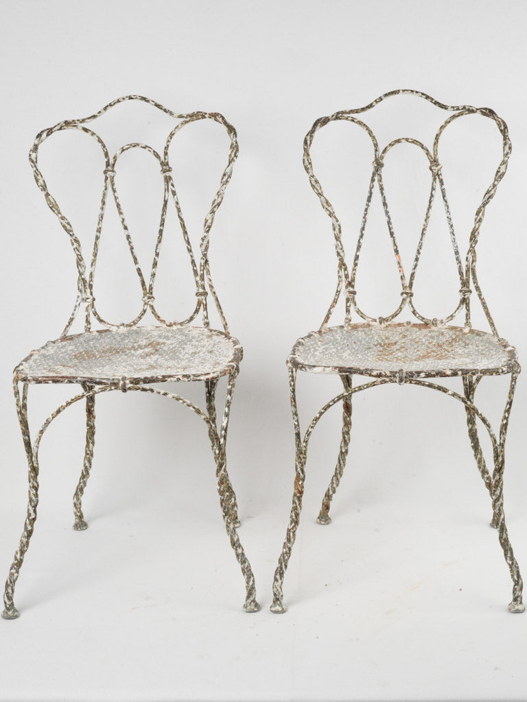 Aged Patina French Iron Outdoor Chairs