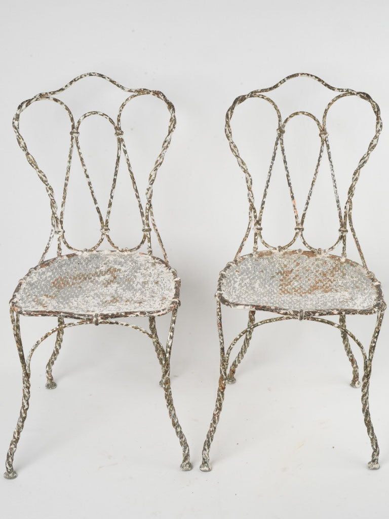 Distinctive Aged Patina Garden Chairs