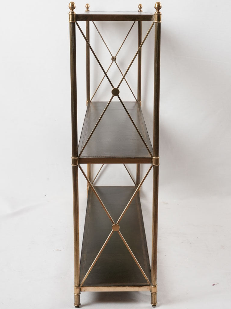 Maison Jansen bookshelf - leather & brass 30¾" x 35½" x 8"