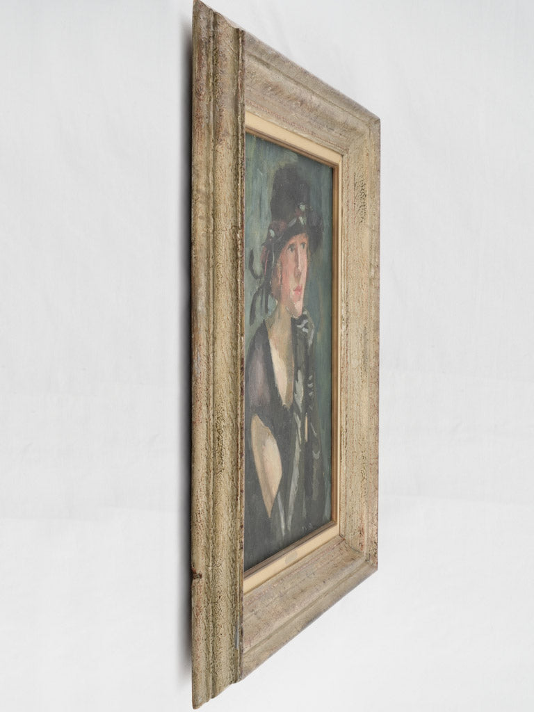 Art Deco portrait of a lady w/ hat & long gloves 33½" x 29½"