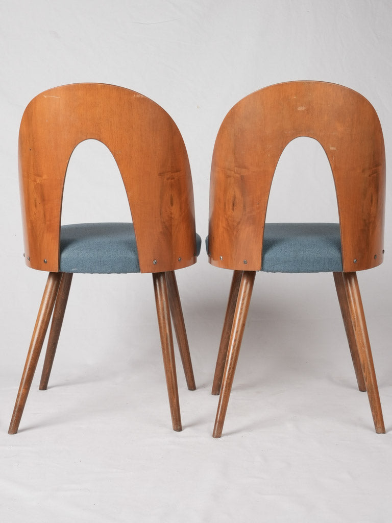 Stylish blue mid-century chair quartet