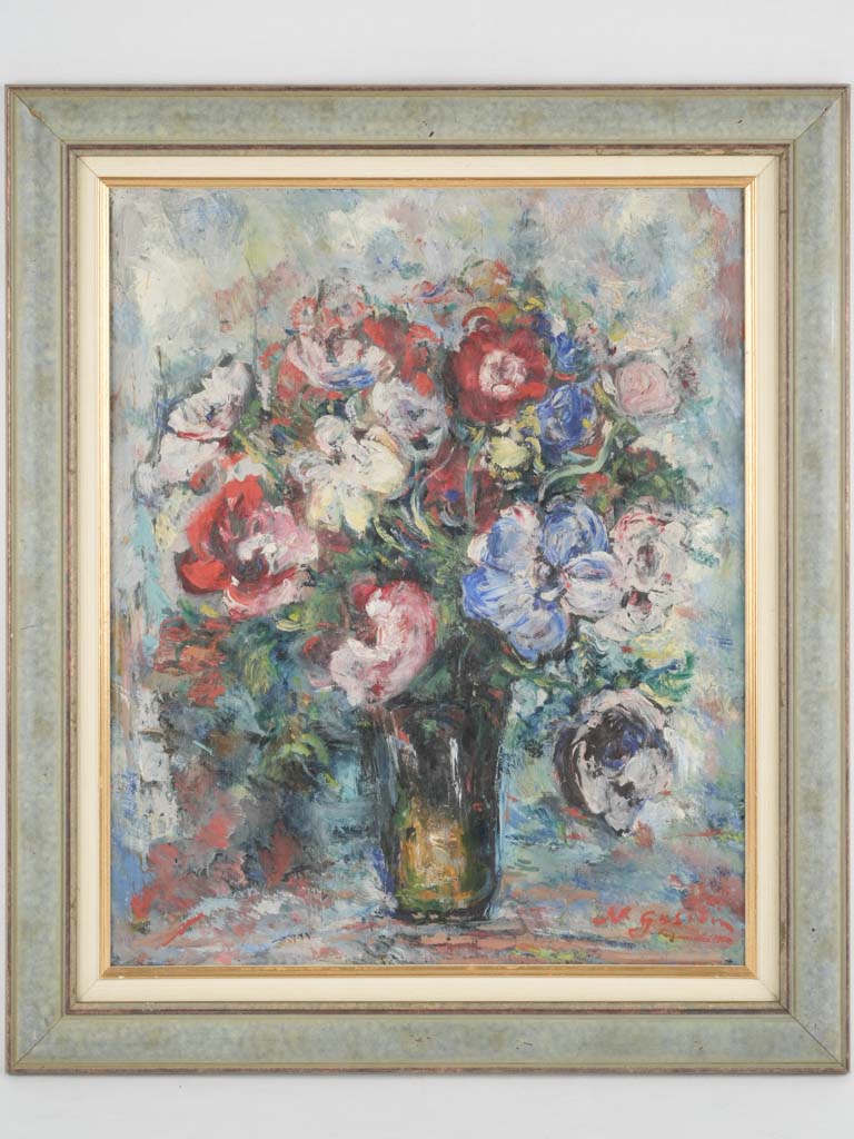 Antique vibrant floral still life