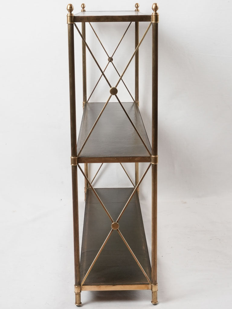 Maison Jansen bookshelf - leather & brass 30¾" x 35½" x 8"