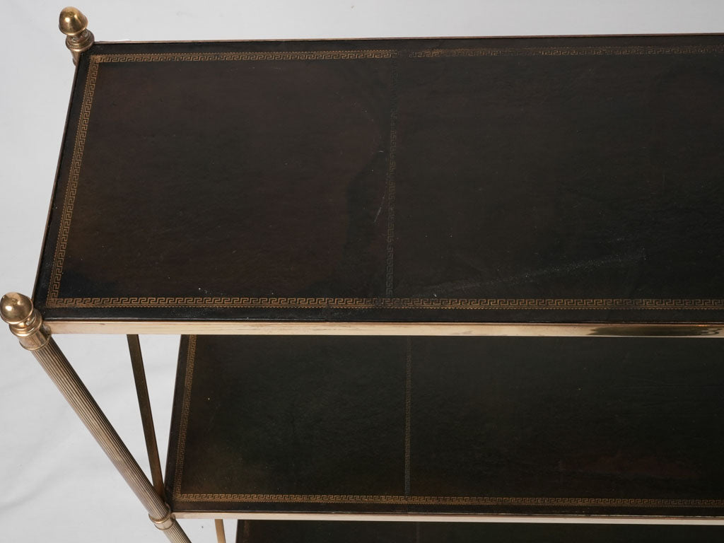 Maison Jansen bookshelf - leather & brass 30¾" x 35½" x 8"