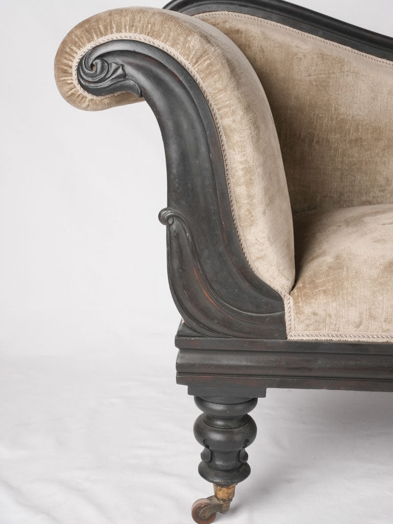 Regal velour upholstered chaise lounge