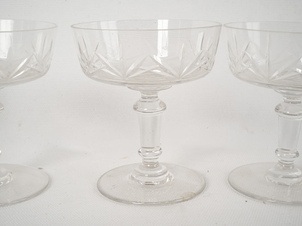 Set of six 1950s Champagne Coupes - Cut Glass