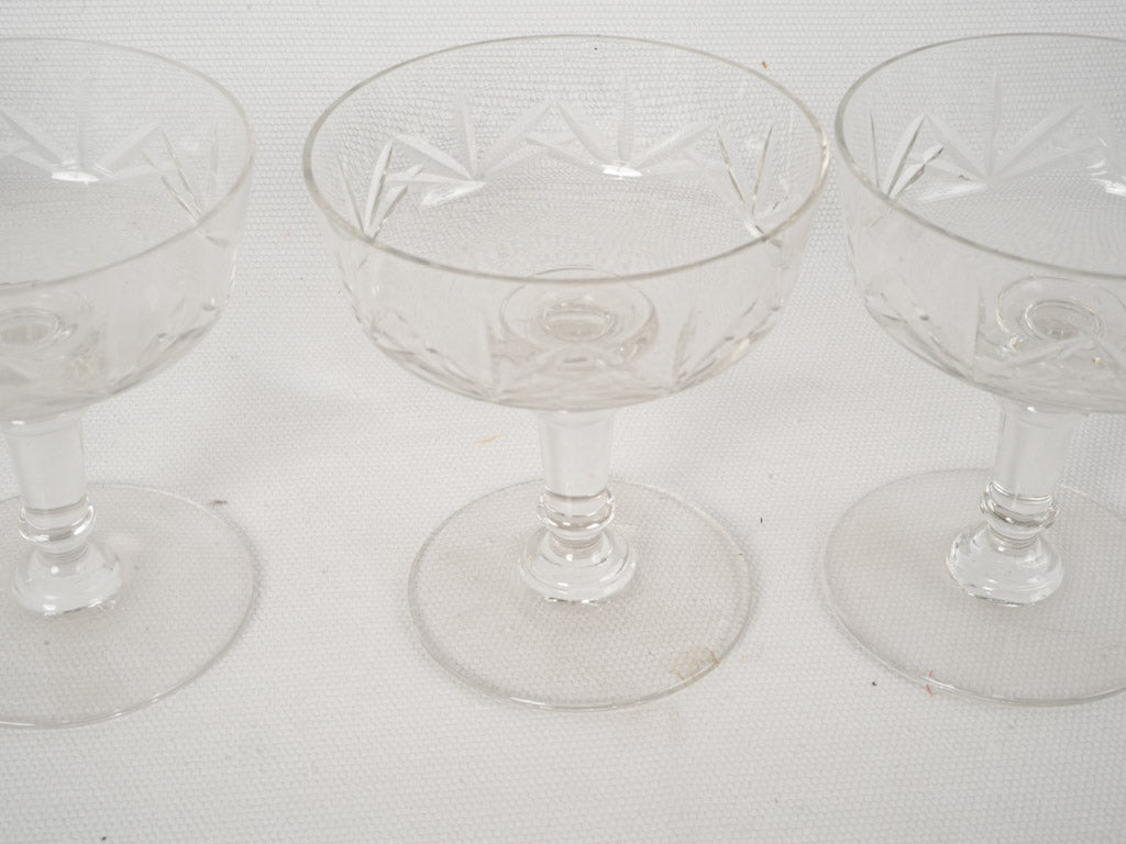 Set of six 1950s Champagne Coupes - Cut Glass