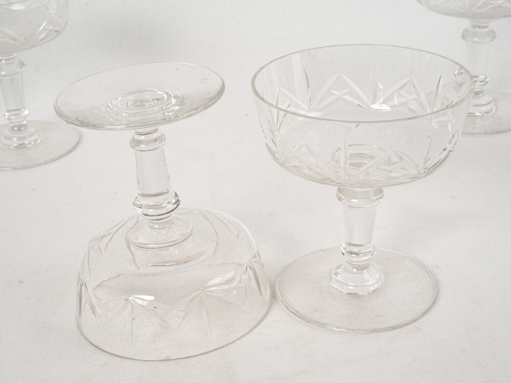 Set of six 1950s Champagne Coupes - Cut Glass