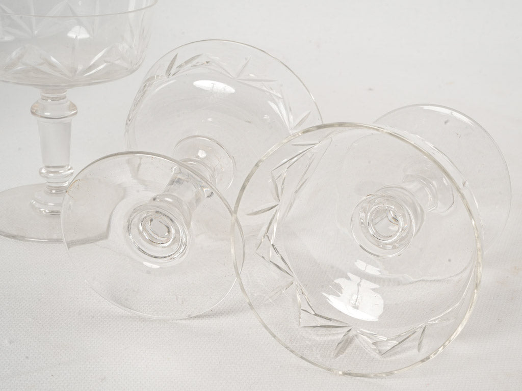 Set of six 1950s Champagne Coupes - Cut Glass