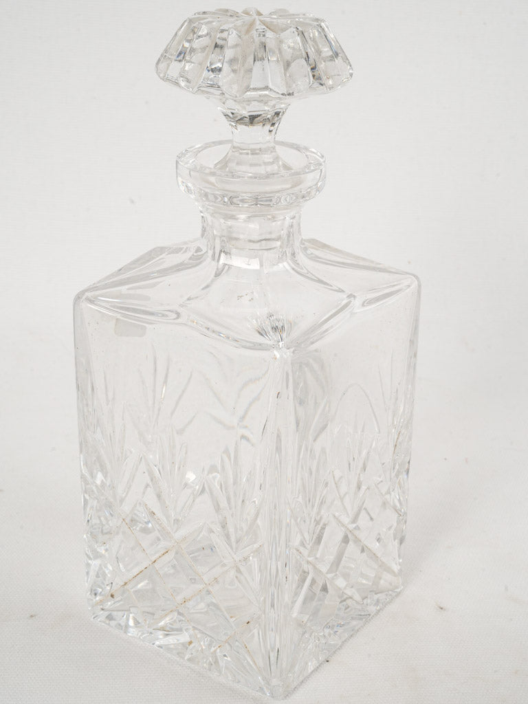 Antique French Crystal Whisky Decanter - Square