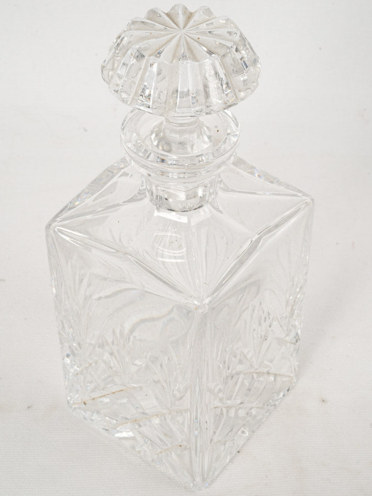 Antique French Crystal Whisky Decanter - Square