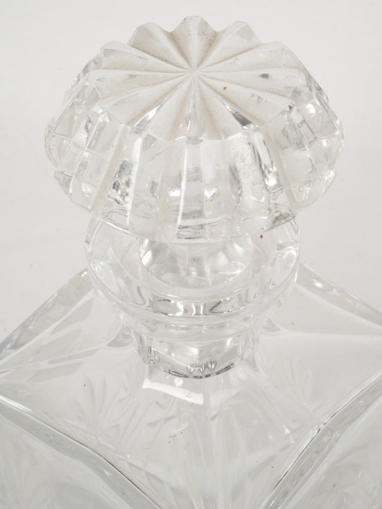 Antique French Crystal Whisky Decanter - Square