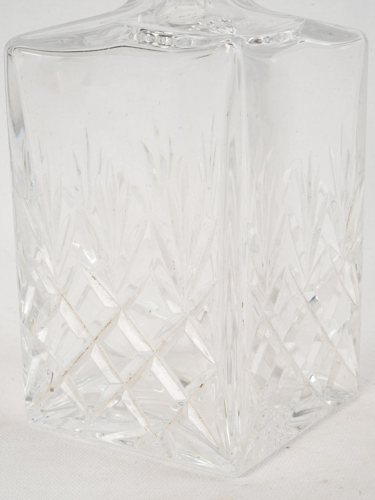 Antique French Crystal Whisky Decanter - Square