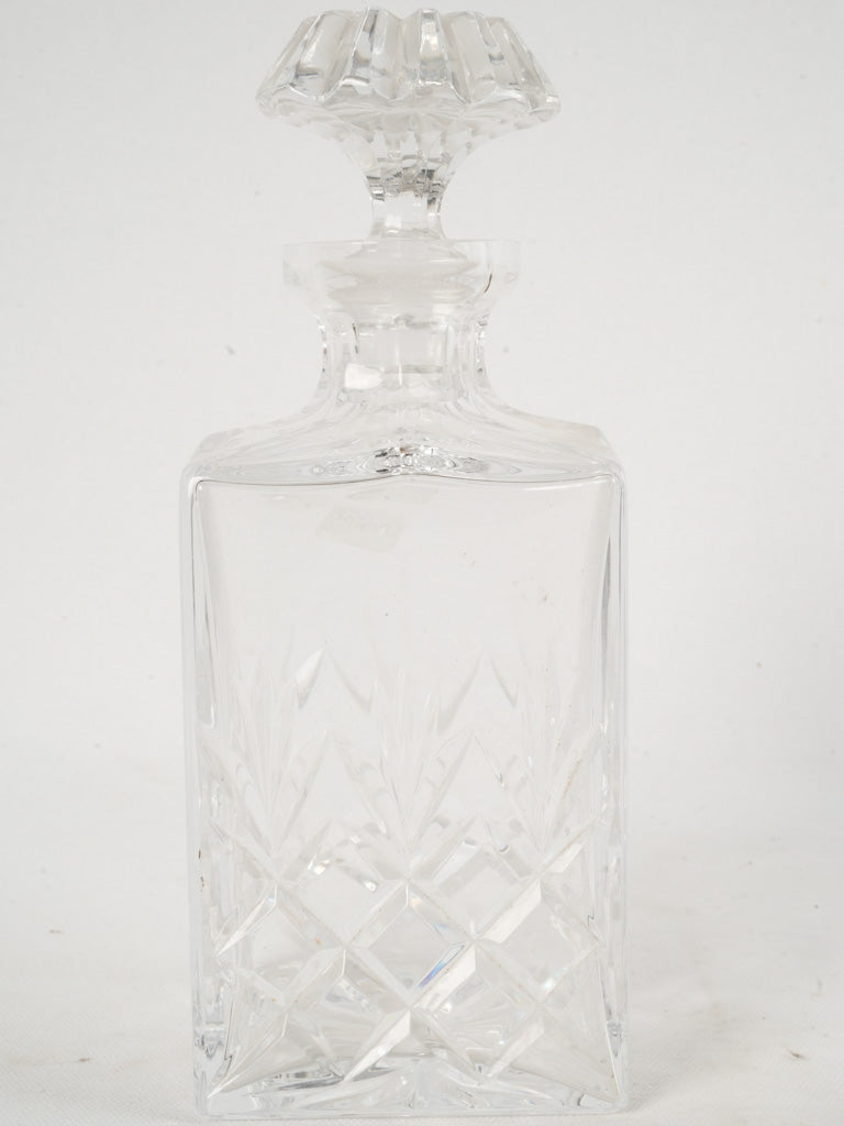 Antique French Crystal Whisky Decanter - Square