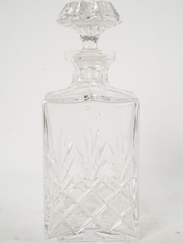 Antique French Crystal Whisky Decanter - Square