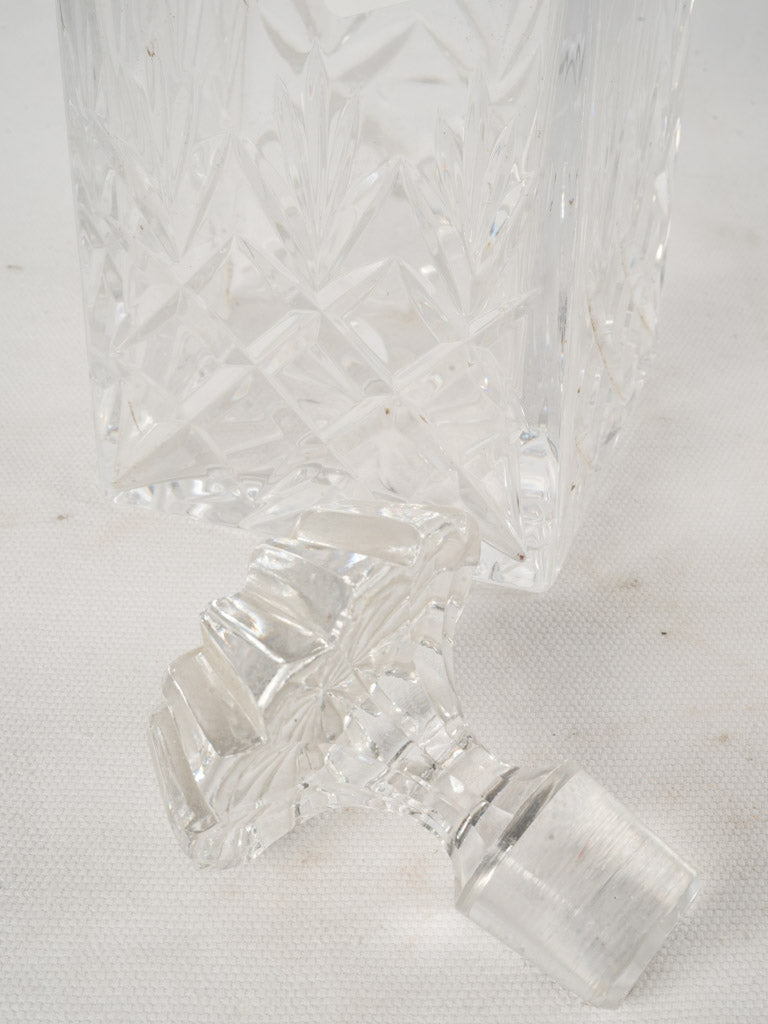 Antique French Crystal Whisky Decanter - Square